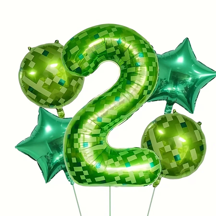 5-teiliges Set mit digitalen Ballons im Pixel-Stil, Pentagramm-Ballons, geeignet für Geburtstagsfeiern, Partydekoration, Dekoration für Jubiläen. – Detail 5