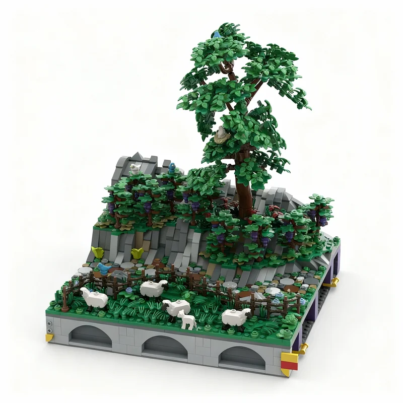 

1666pcs MOC A6 Castle Hohengeroldseck Landscape Vines Sheep Pasture Model Building Blocks Christmas Gifts Construction Toys