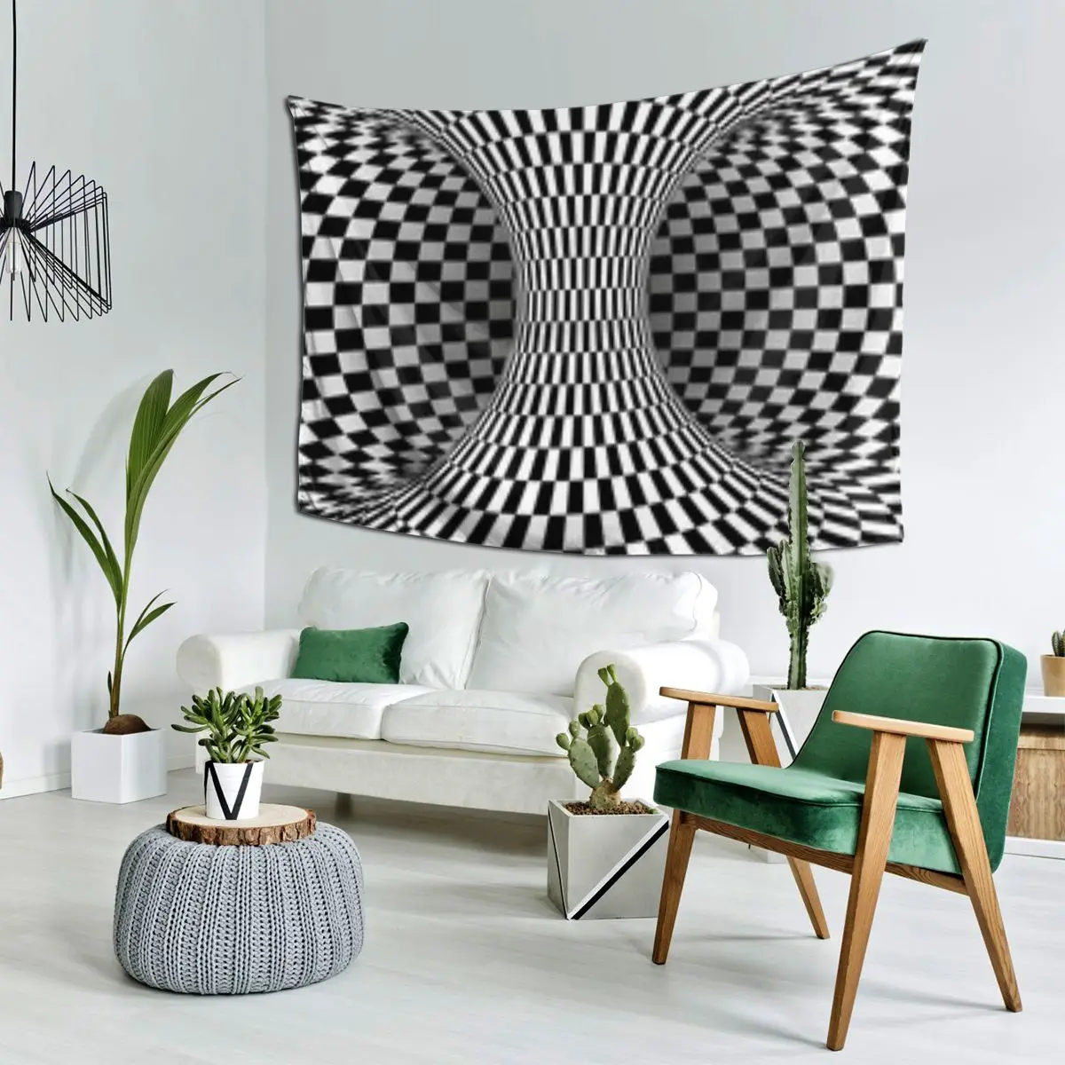 Optical Black And White Illusion Tapestry Funny Wall Hanging Aesthetic Home Decor Tapestries for Living Room Bedroom Dorm Room