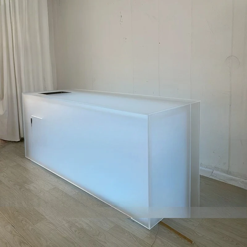 Matte acrylic glowing bar counter, custom gradient acrylic home and commercial countertop, luminous island table, dining table