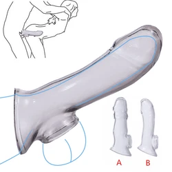 재사용 가능한 실리콘 콘돔 페니스 익스텐더 슬리브, 사정 지연 링, 성인 섹스 토이, 커플용 순결 섹스 샵