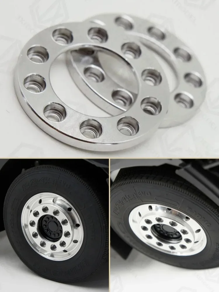 2 pz Simulazione Ruota Fermo Aggiornamento Decorare 1/14 Per Tamiya Lesu Per Scania Man Actros Volvo Parti di Automobili Rc Camion Rimorchio