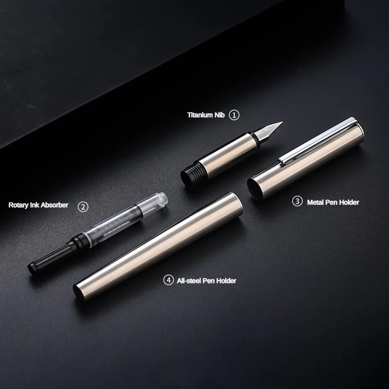 Jinhao 35 Fountain ปากกาหรูหราเหล็กทั้งหมด/Matte black Body EF/F Nib หมึกปากกาอุปกรณ์สํานักงานโรงเรียนเครื่องเขียน