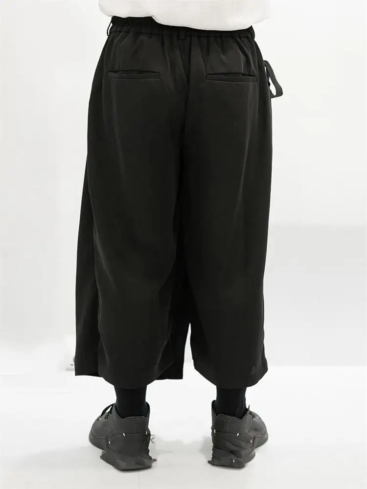 Men's Wide Leg Pants Spring And Autumn New Yamamoto Style Dark Simple Personality Splicing Casual Large Size Wide Leg Pants