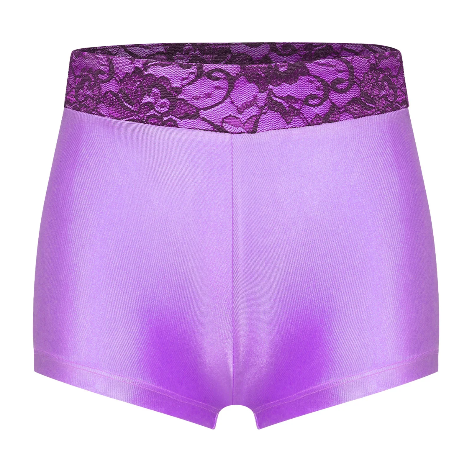 Girls Fashion Ballet Training Shorts Lace Elastic Waistband Shorts Yoga Short Pant Workout Fitness Tumbling Bottom Competition