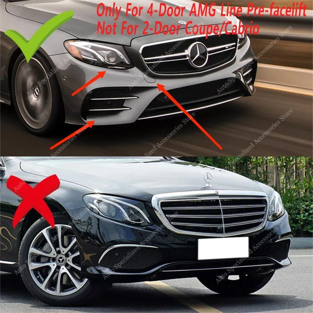 For Mercedes W213 S213 3PCS Front Bumper Lip Spoiler Splitter Diffuser E300 E400 E43 E53 AMG-Line 2016-2020 Pre-Lci Bodykits