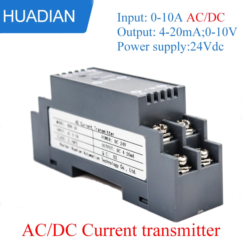 5A 10A 1A Current Transmitter Din Rail Mount 0-10V 4-20mA Power Transmitter