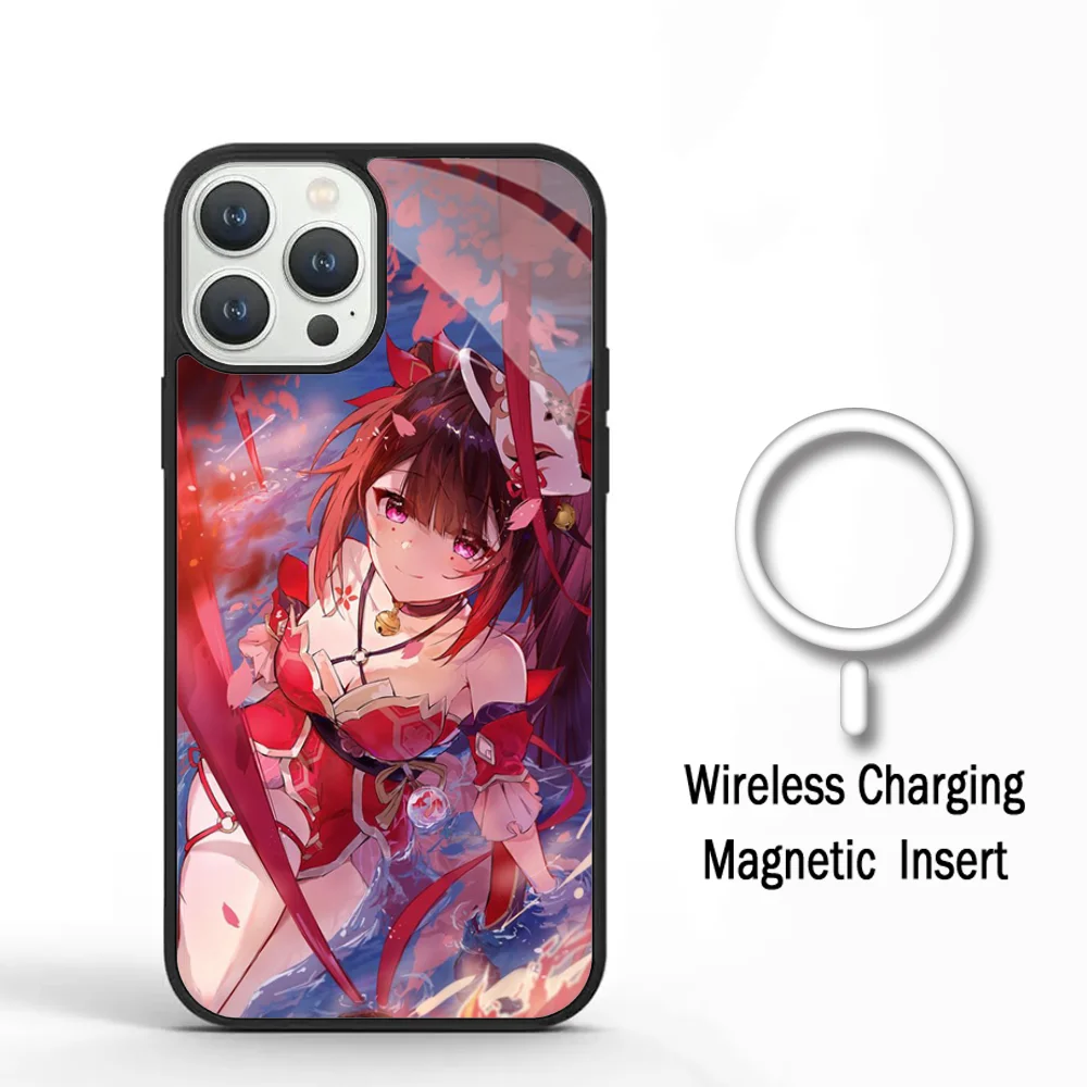 Блестящий чехол для телефона Hanabi Honkai со звездами и рейками для IPhone 11 12 13 14 15 Plus Pro Max, зеркальный акриловый чехол для Magsafe
