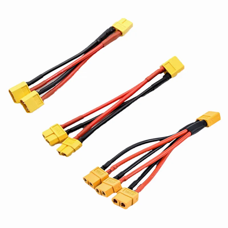 XT60 1 to 2 1 to 3 Parallel Battery Connector Cable Dual Extension Y Splitter/ 3-Way 14AWG Silicone Wire for RC Battery Motor