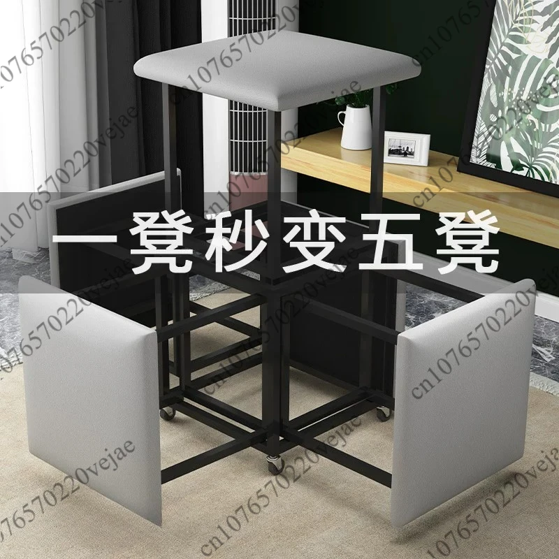 

Многофункциональный складной металлический пуф-табурет 5-в-1 на колесиках Smart Cube для экономии пространства, современного дизайна интерьера и умного декора квартиры.