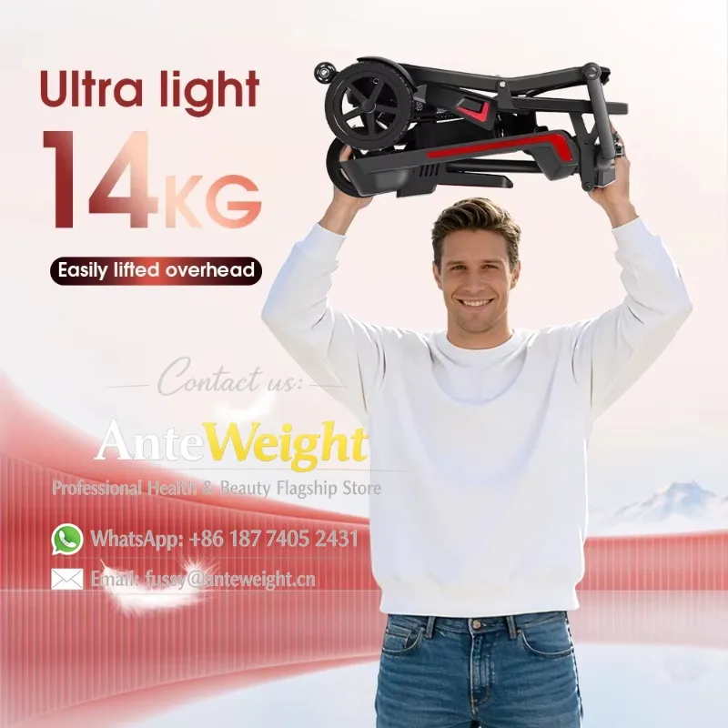 Super Compact 14kg Lightweight Aluminum Mobility Scooter Save Shipping Cost Dual Battery Storage Basket LED Headlight Scooter