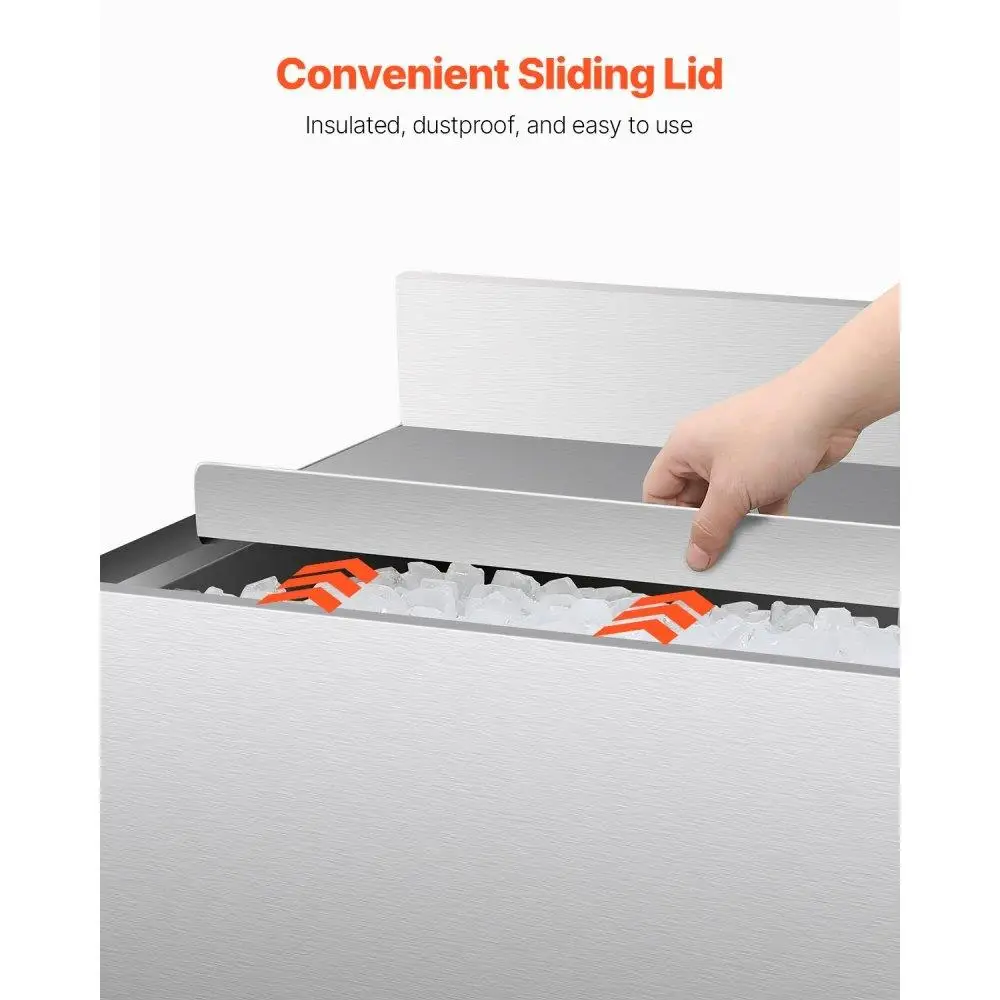 Underbar Ice Bin 61.6L Commercial Ice Storage Container with Sliding Lid and Bottle Holders for Bars and Restaurants