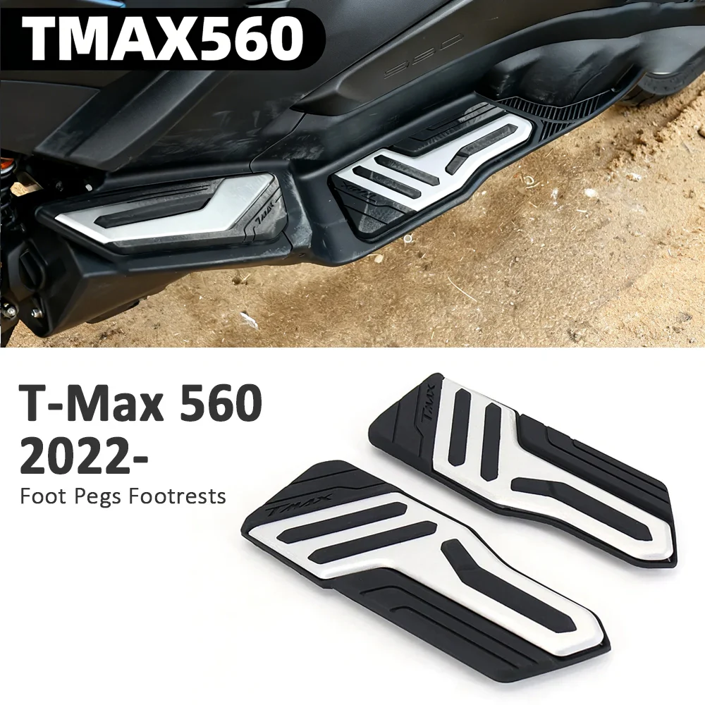

Pair Motorcycle Black Pedals Foot Pegs Footrests Footboard For Yamaha TMAX T-MAX 560 T-MAX560 TMAX560 2022 2023 2024 2025