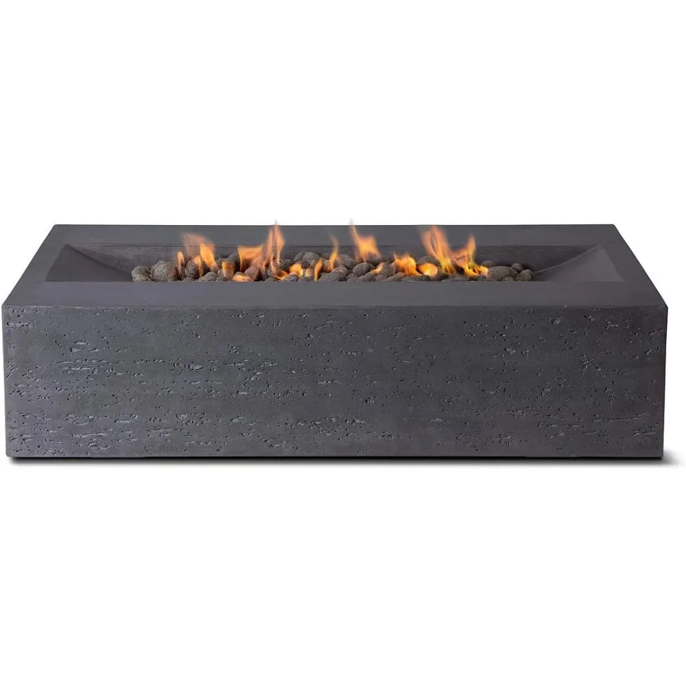 Outdoor Concrete Fire Pit Table, 48 X 30 Inches - Propane Model in Charcoal Gray Color