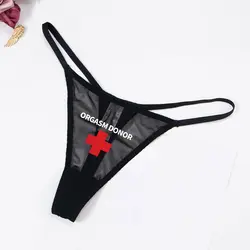 Printing Sexy Mesh Thong Passion Solid Color Mouth Sexy G Strings Letter Underpants Low Waist T-back Women