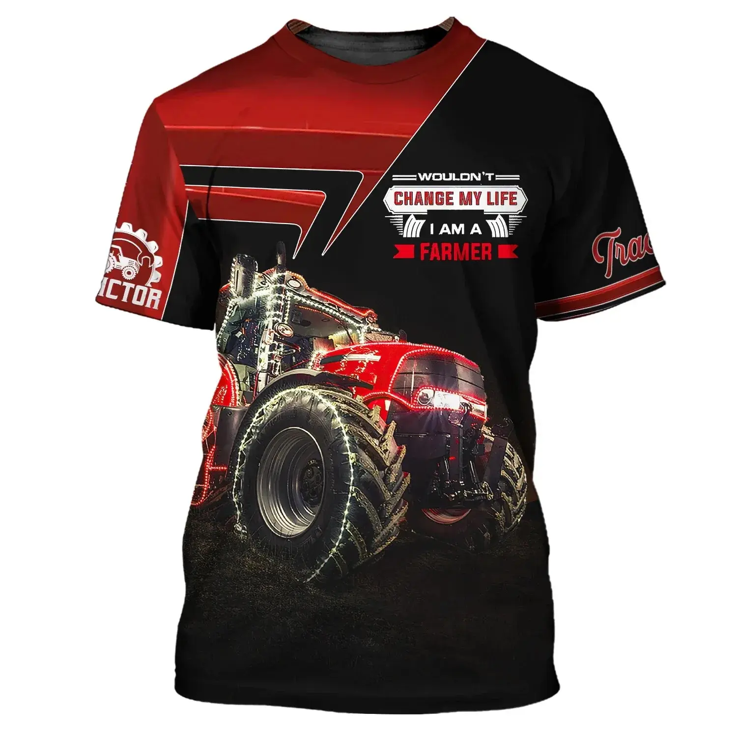 Farm Tractor Pattern 3D Print Summer Men\'s O-Neck T-shirt Casual Short Sleeve Oversized Pullover Fashion Streetwear Men Clothing