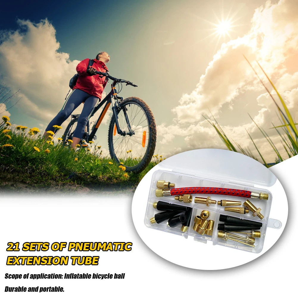 

21pcs Tube Air Hose Adapter Kits Bicycle Tire Inflatable Bicycle Repair Tools Outdoor Anti-resistance Repairing Elements