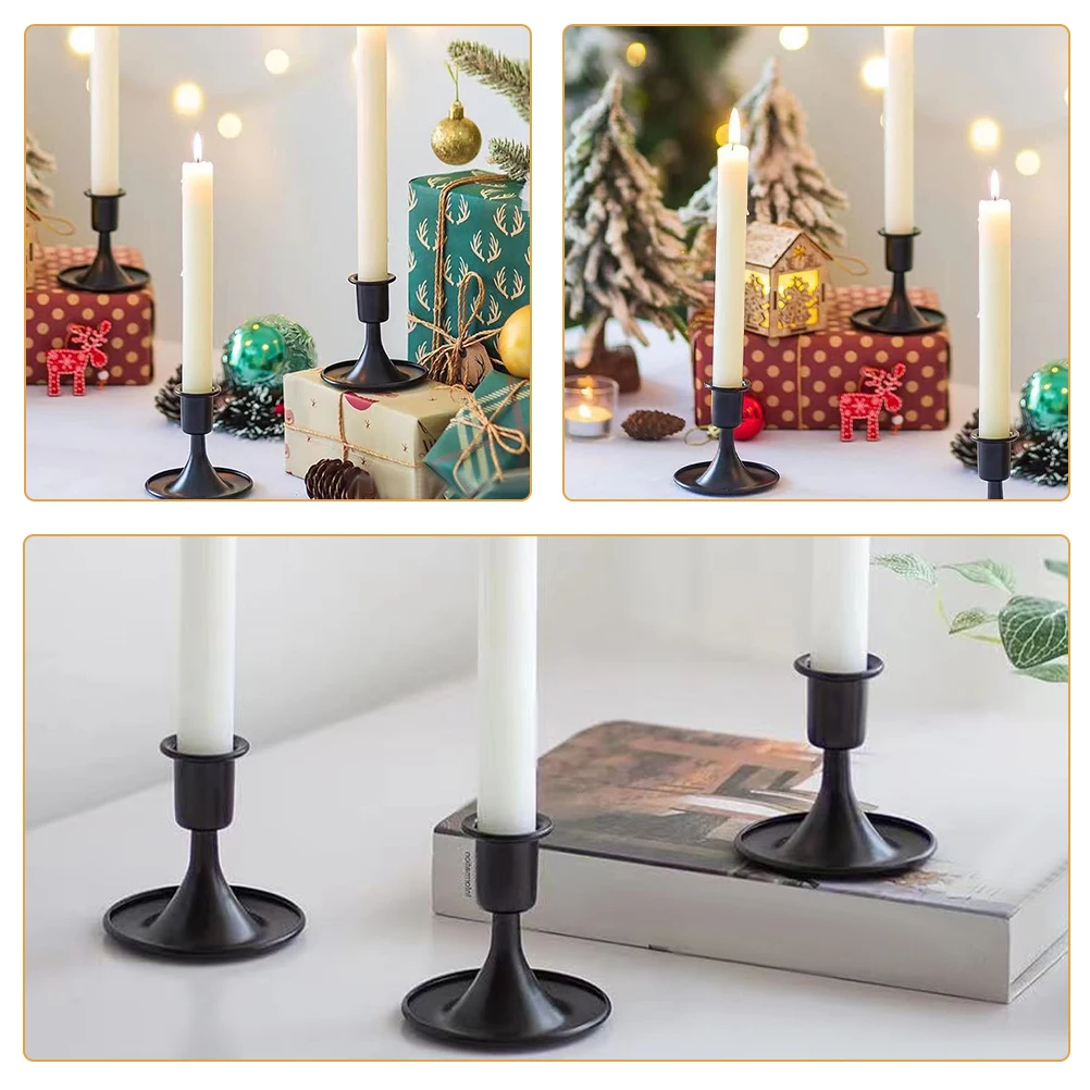 

2pcs European Style Single-Head Vintage Holder Retro Taper Candlestick For Wedding Party Table Decoration Metal Desktop