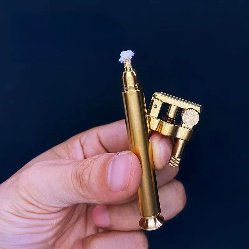 New Retro Kerosene Lighter Torch Shaped Bamboo Lighter Small Portable Classic Men'S Play Gadget Cigarette Accessories