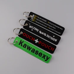 Quote Serises Embroidered Key Cool Quotation Men KeyTas Keychain for Car Motorcycles Keyring Holder Jewelry Accessories Gift 1pc
