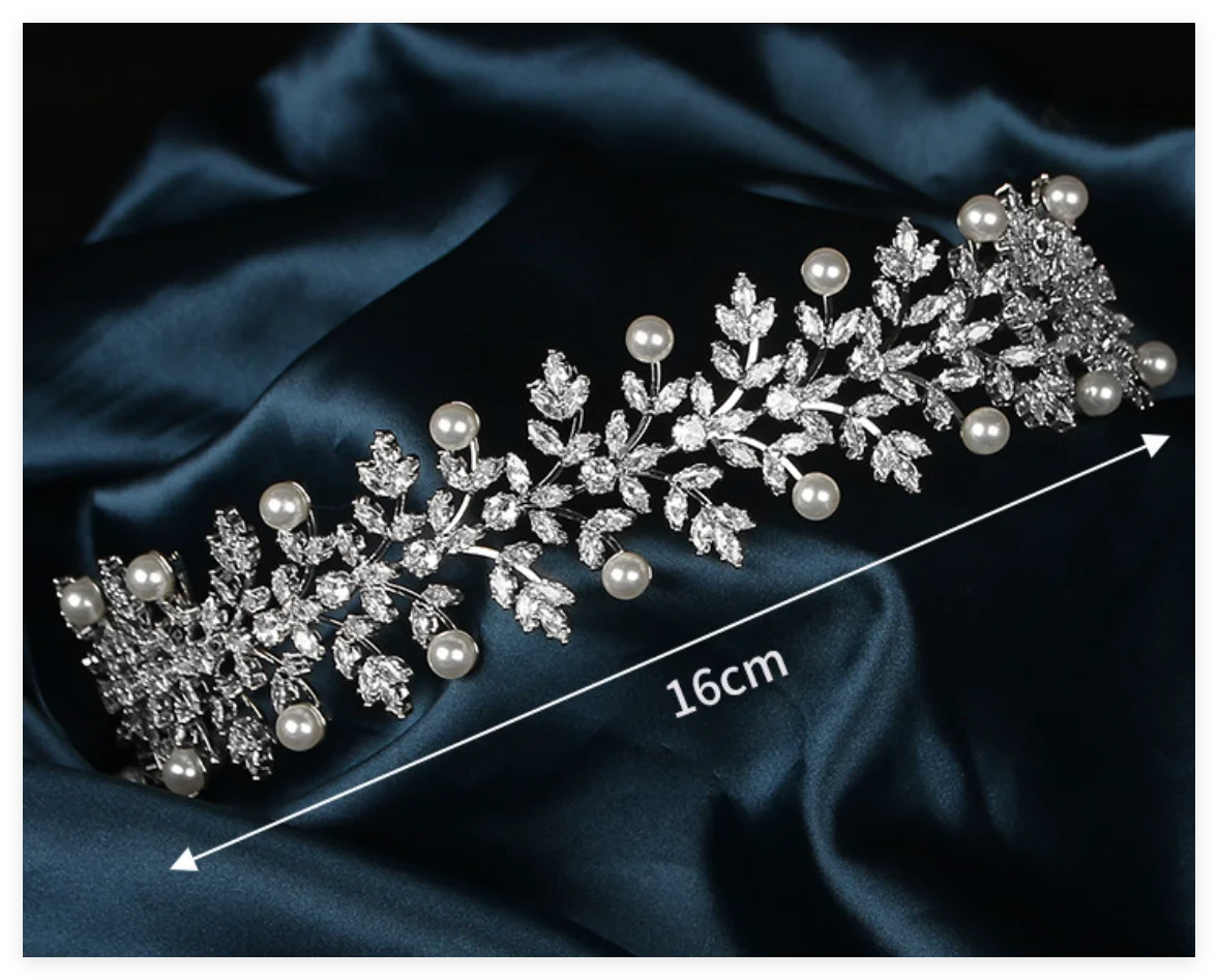 Luxury Bridal Tiara Headbands For Wedding Bride Headdress Cubic Zirconia Pearl Tiaras Crowns For Women Party Prom Hair Jewelry
