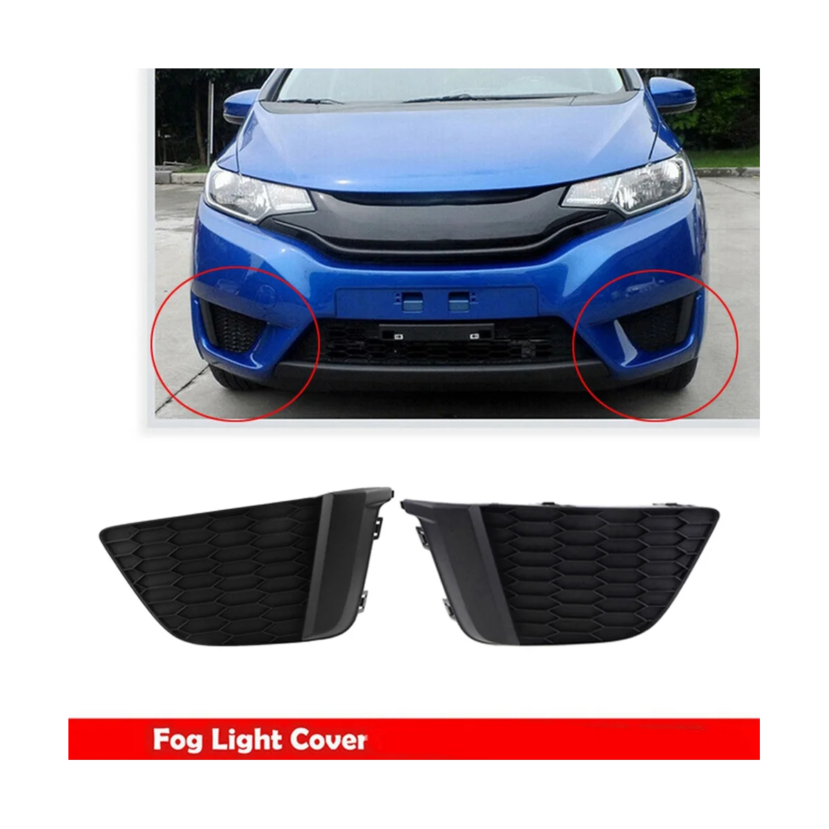 1Pair Front Bumper Fog Light Cover Fog Light Grill Bezel Cover for Honda Fit Jazz 2014 2015 2016 2017