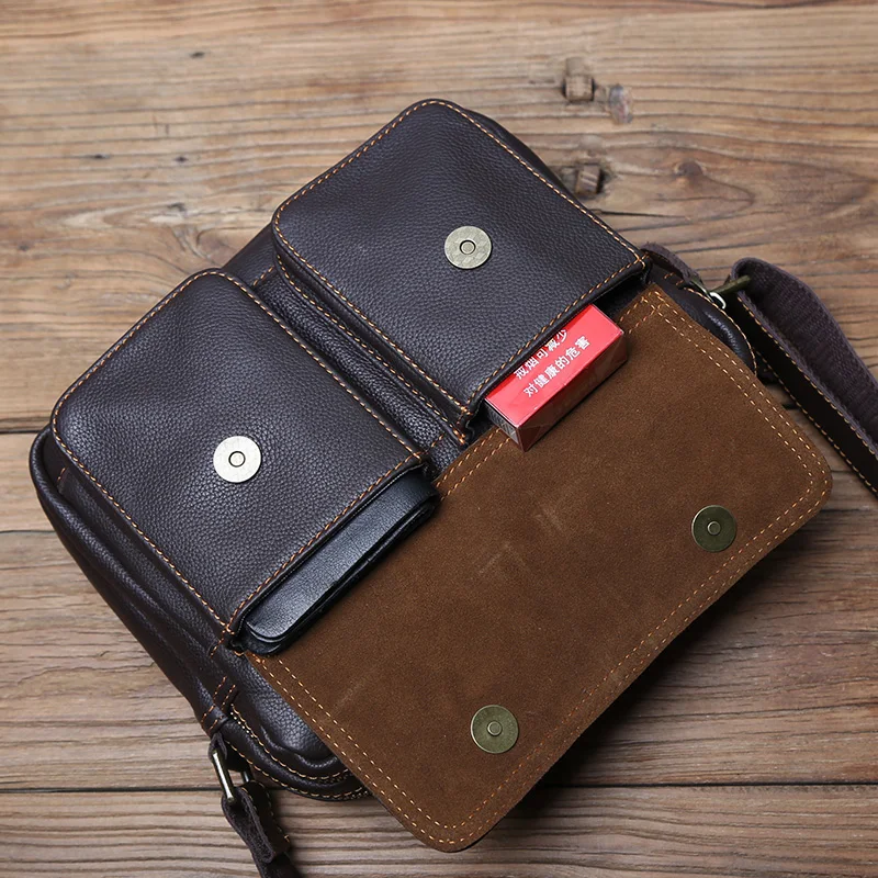 Retro Handgemachte Leder herren Schulter Tasche Erste Schicht Rindsleder Umhängetasche Umhängetasche Lässig Trend Männer Tasche 8 Zoll Ipad tasche NZPJ – Detail 11
