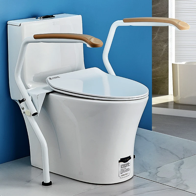 Folding Commode Toilet Safety Rails for Elderly, Toilet Handrail Stable Assist Bar Durable Support Anti-Slip Toilet Aid Handle