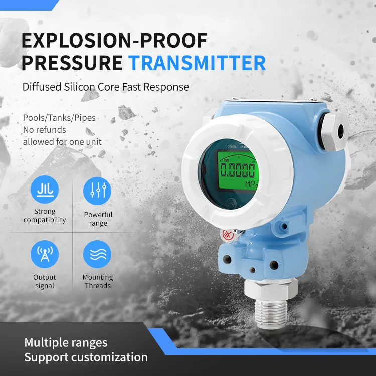 Anti Pressure Shock Buffer Joint Gas and Liquid Detection 4-20ma Explosion Proof Pressure Transmitter