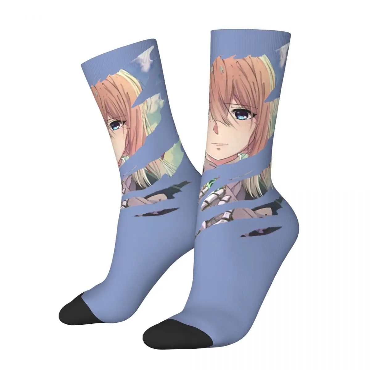 Hip Hop Retro Main Character Classic Crazy Men's Compression Socks Unisex Violet Evergarden Gilbert Anime Street Crew Sock