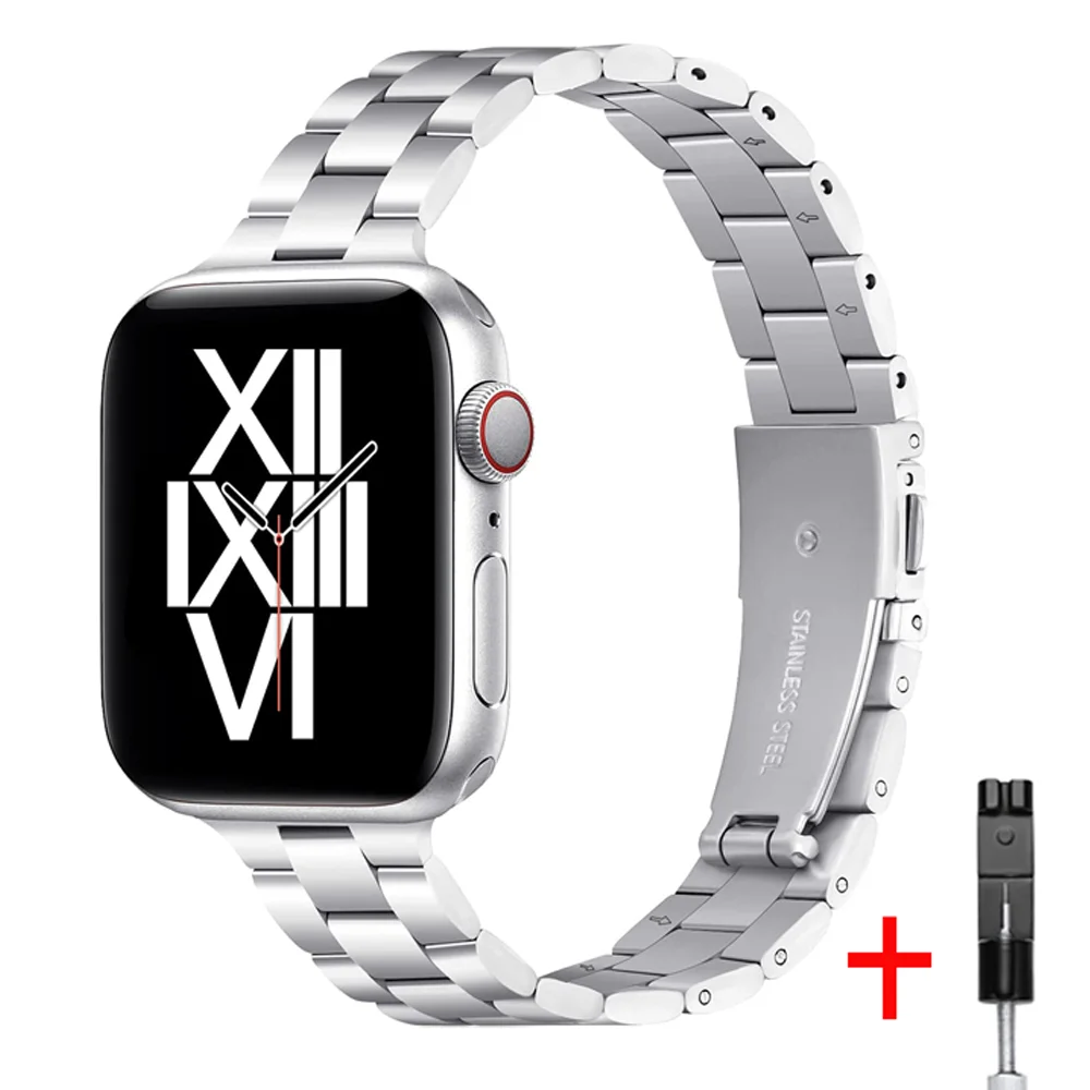 Stainless steel band for Apple watch strap 44mm 40mm 38mm 42mm 45 mm metal bracelet correas iWatch series 7 6 se 5 4 45mm 41mm