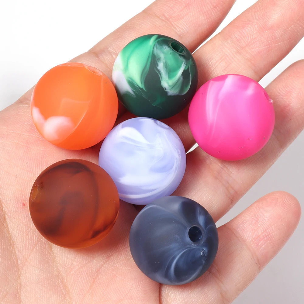 5pcs/lot 20mm Two-Tone Swirl Matte Acrylic Ball Beads Round Loose Spacer Bead For DIY Bracelet Necklace Jewelry Making