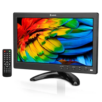 Emem10v 10" small TV monitor support remote control HD 1024x600 LCD monitor with HDMI/VGA/AV/USB input for computer DVD CCTV