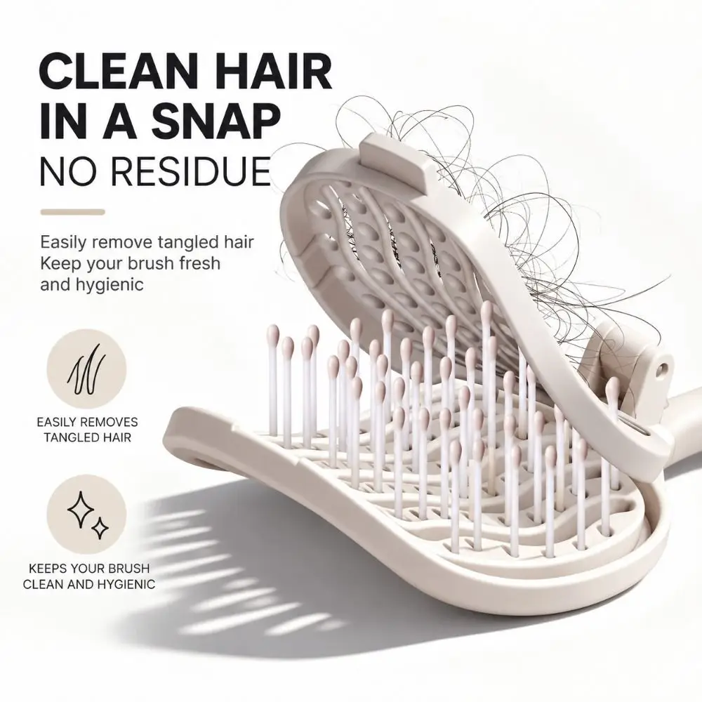 New Self Cleaning Foldable Comb Anti Static Massage Easy-to-Clean Comb Styling Rounded Soft Bristles Volumizing Comb Home Use