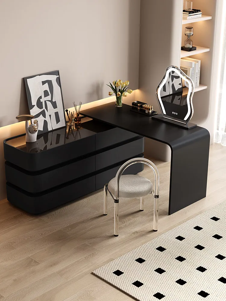 CXX light luxury chest integrated modern simple black, bedroom solid wood corner makeup table