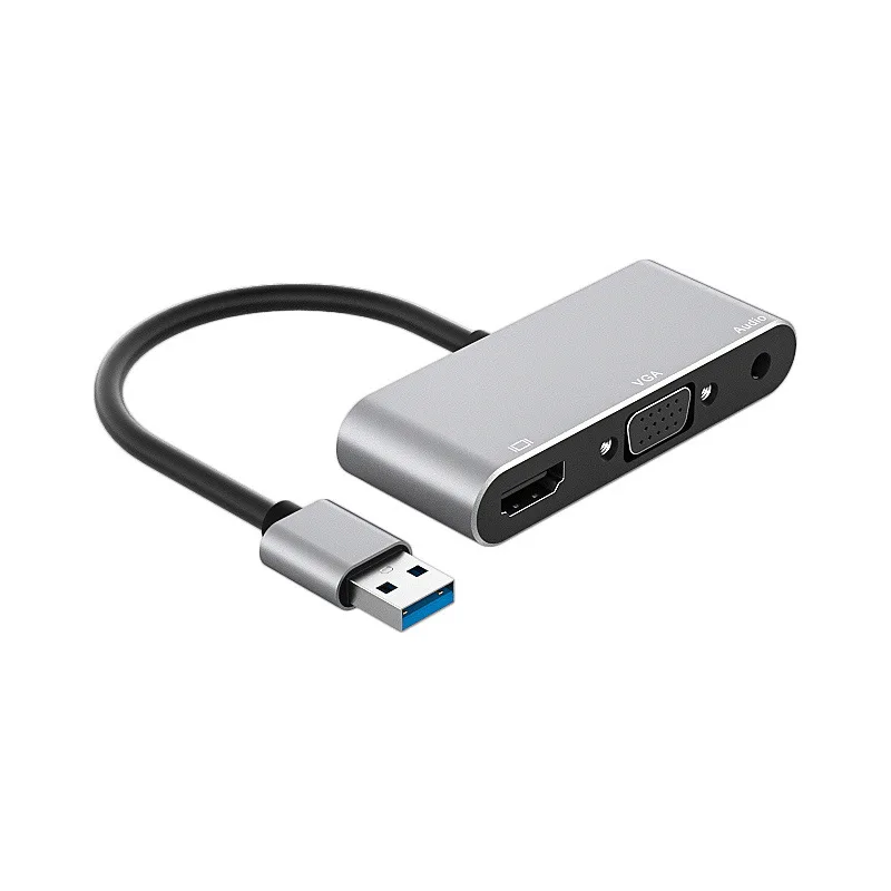 

3 In 1 Hub Converter USB 3.0 To HDMI-Compatible VGA 1080P HD Adapter Conveninently Simple Installation For Mac OS Projector