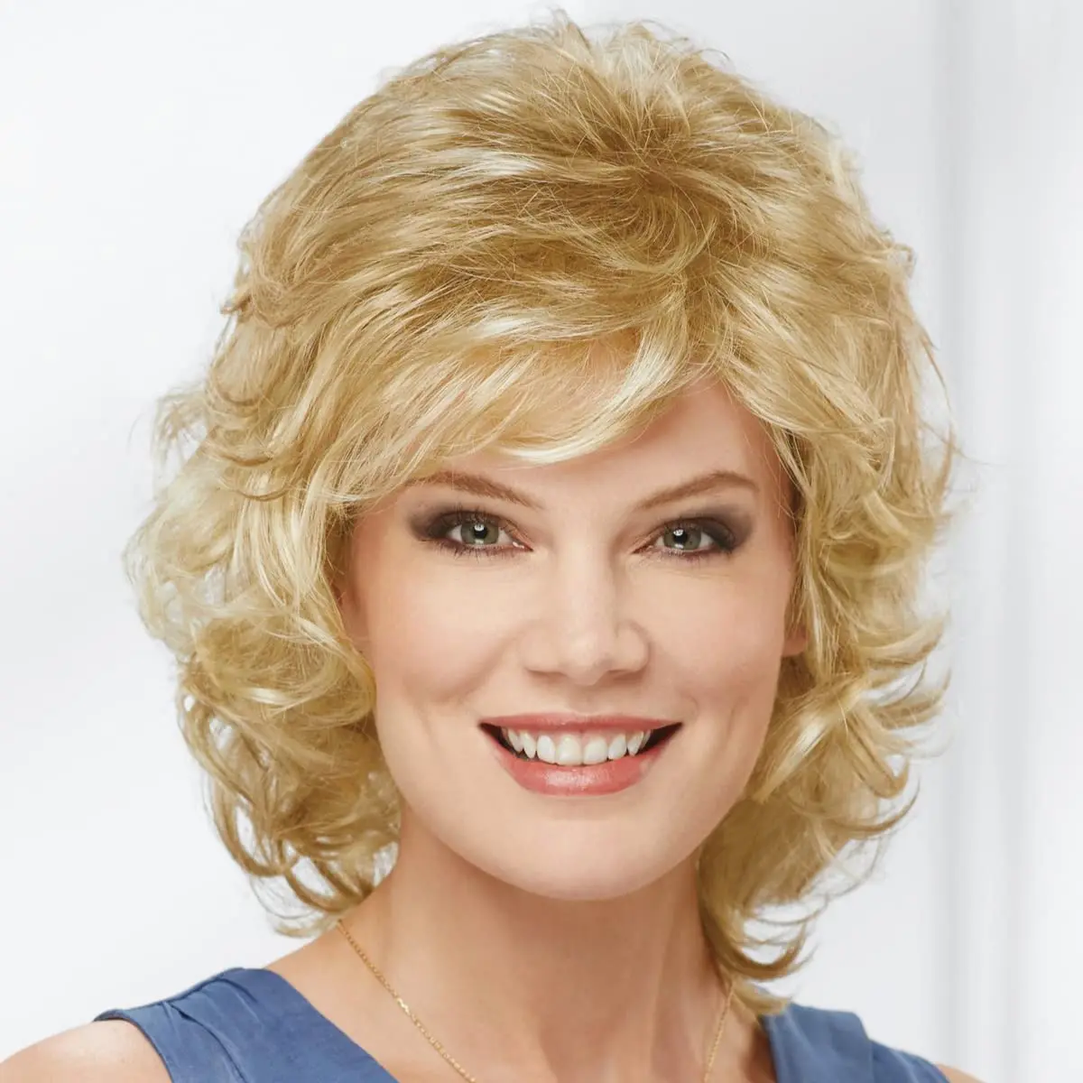 

Wig Long, Soft Wispy Layers with Sides Brushed Forward Or Back For A Natural Look