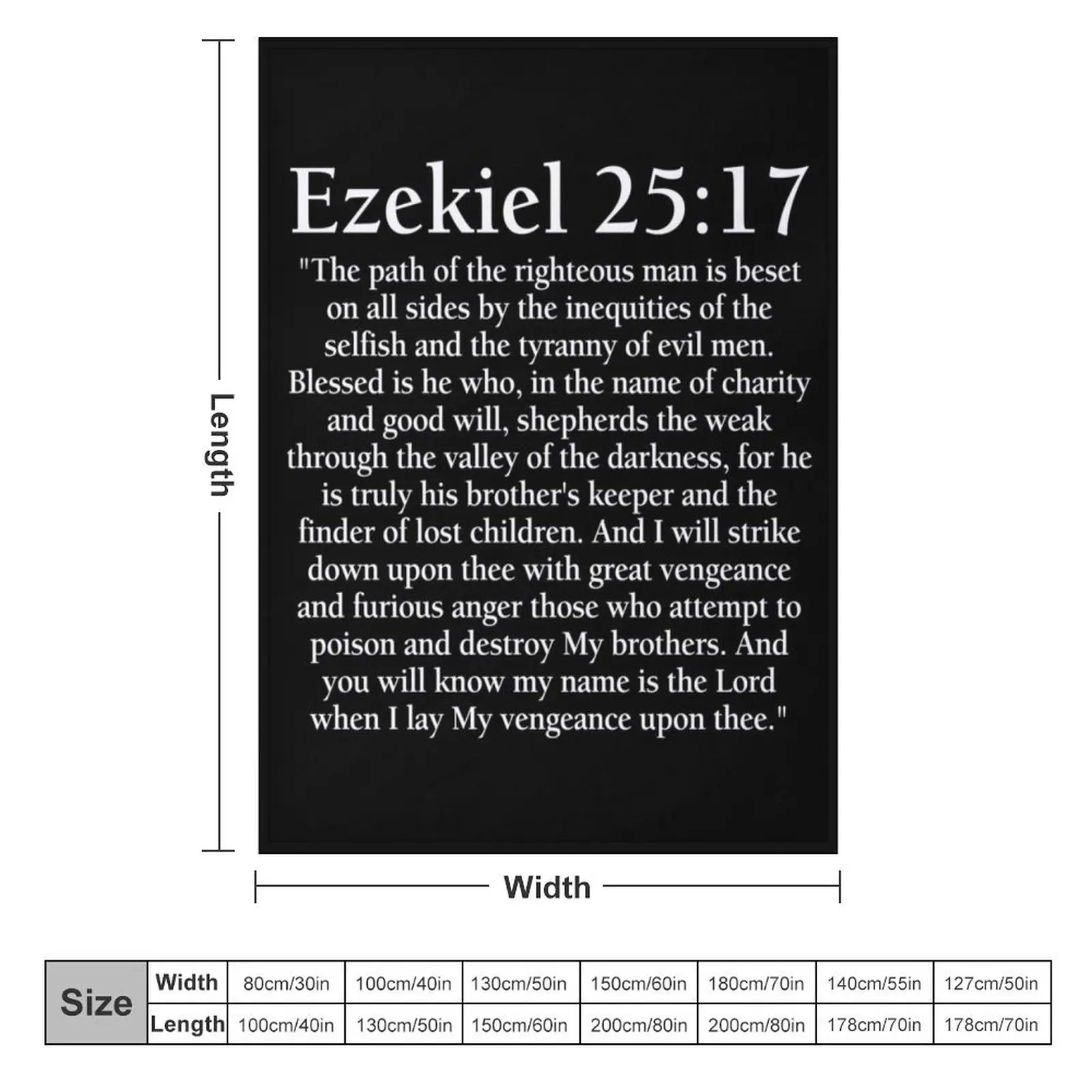 Ezekiel 25:17 - Full Passage Throw Blanket Warm for babies Decorative Throw Blankets