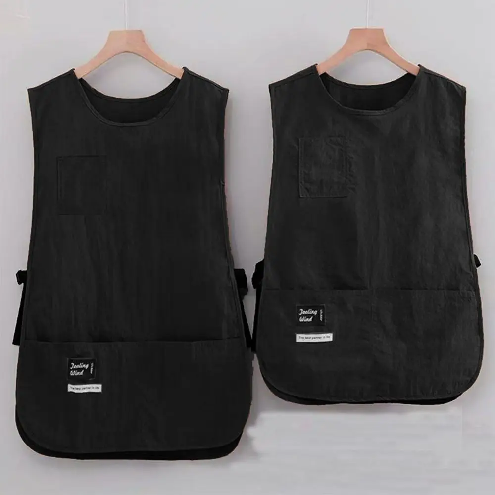 Waterproof Stain-Resistant Apron Breathable Anti Dirty Sleeved Apron Multipurpose Nylon Vest Style Coffee House Uniform