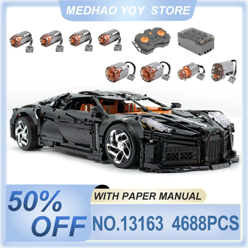 

Striking Technical Mould King 13163 Black Super Sports Vehicle Model Building Blocks Puzzle Assembly DIY Toys Chrismas Gifts Boy