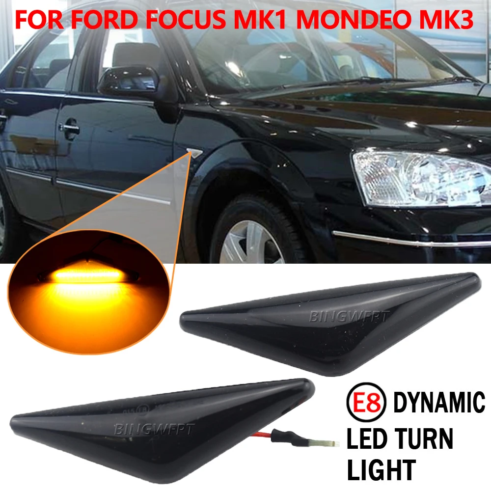 2pcs LED Dynamic Side Marker Light Signal Blinker For Ford MONDEO 2000-2007 MK3 FOCUS MK1 1998-2004