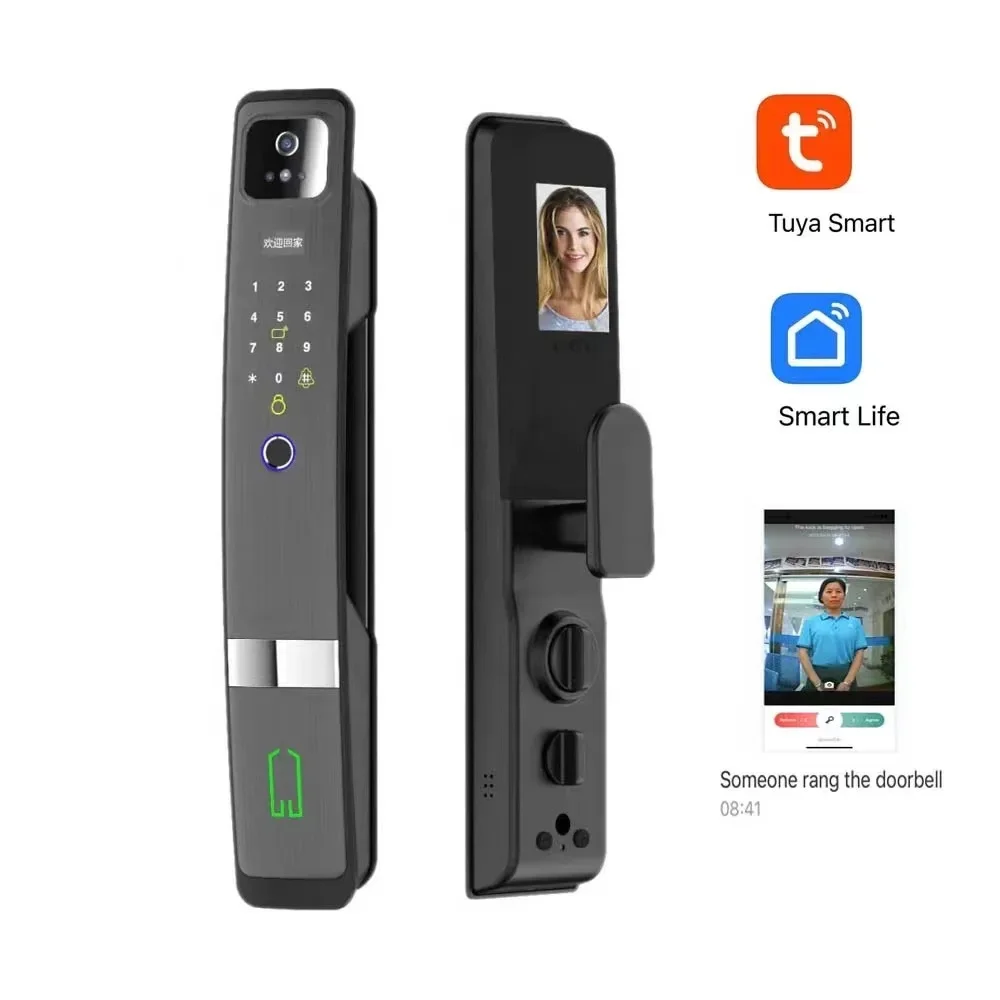 005New Super September Tuya Smart Lock 3D Face ID Recognition Fingerprint Camera Lock Door Digital WiFi Passcode Smart Door Lock