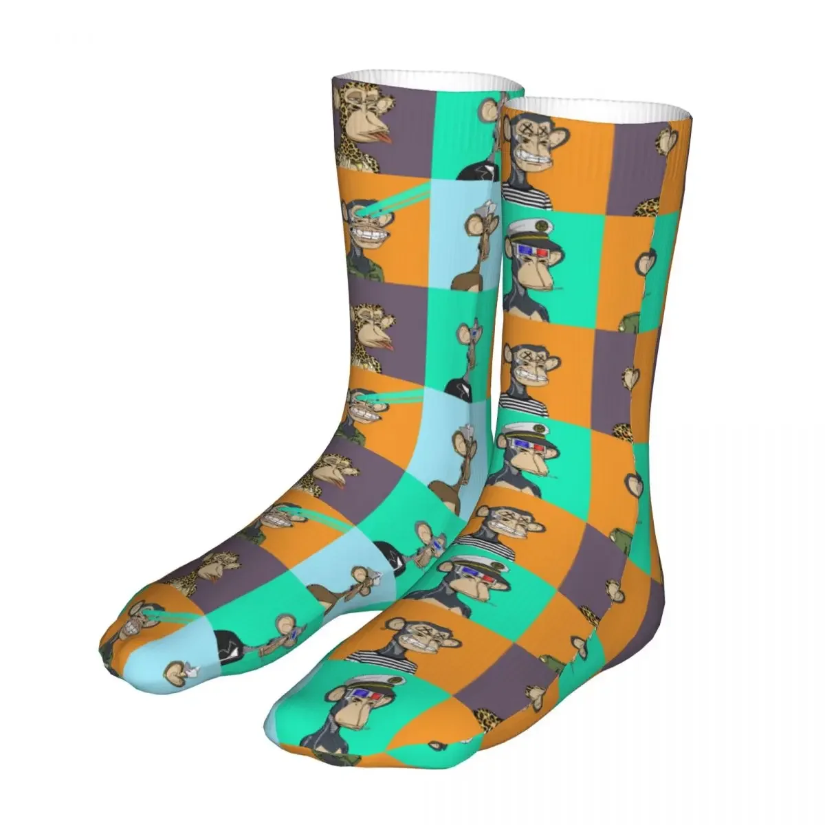 Bored Ape Yacht Club Bayc Socks Men's Women's Polyester Happy Animal Plaid Socks Novelty Spring Summer Autumn Winter Socks Gifts