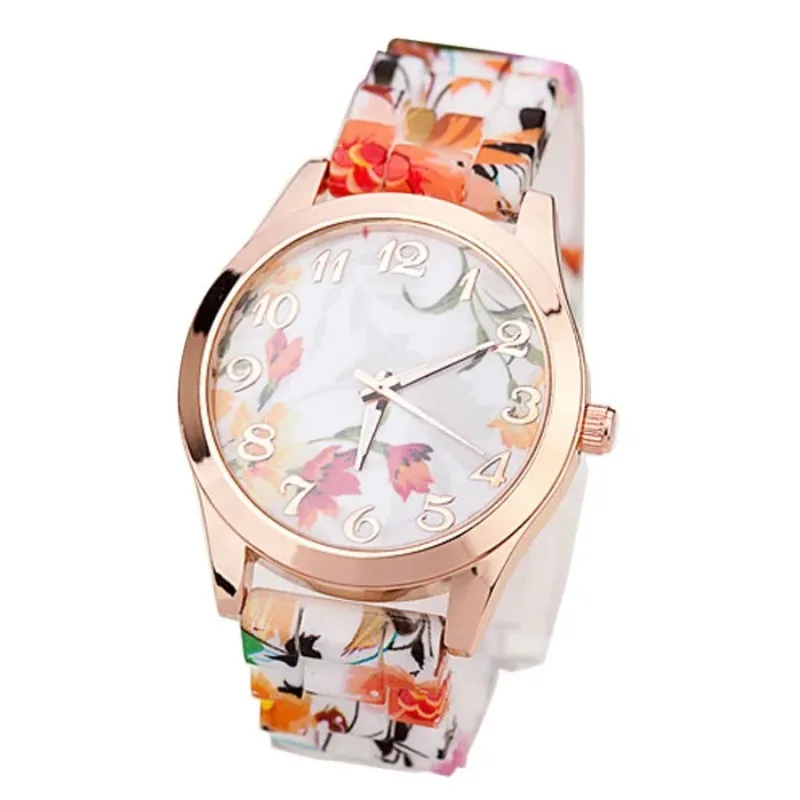 2024 New Silicone Strap High-end Printed Dial Hot Gold Digital Pointer Fashion Trend All Match Quartz Watch Men and Women