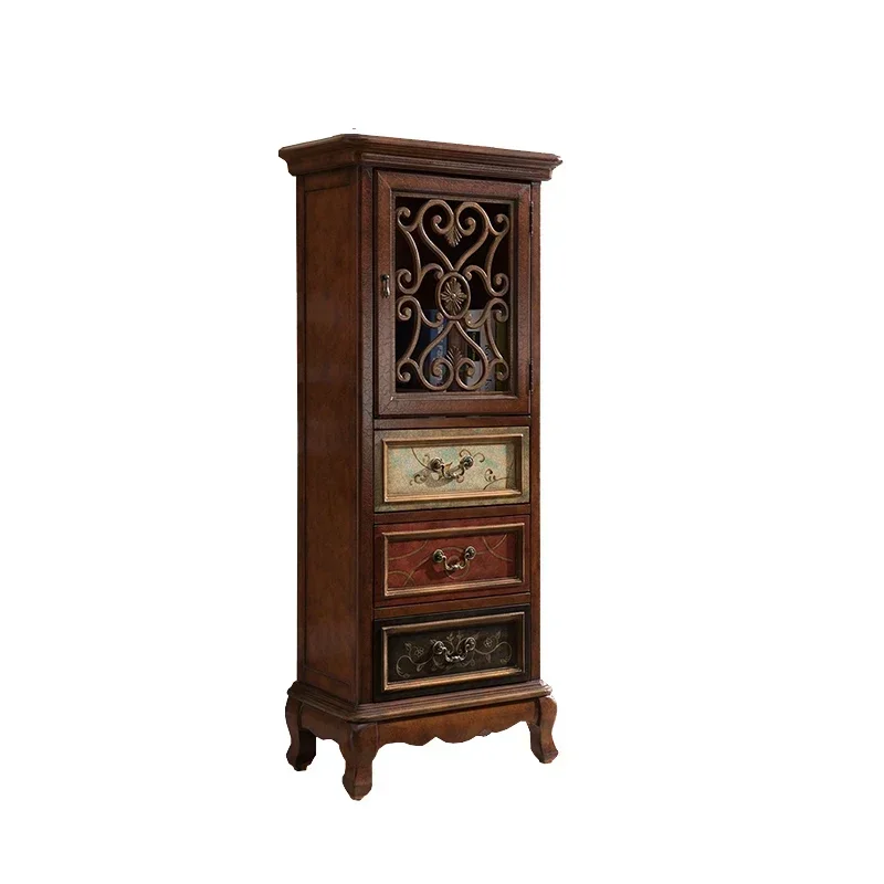 Painted Villa Solid Wood Furniture Small Apartment Wine Cabinet Cabinet Curio Cabinet Corner Dining Edge