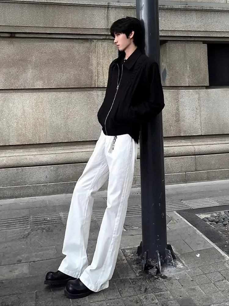 Calças Jeans Slim Fit Brancas para Homens, Verão, Finas, de Perna Reta, Casuais, Micro Flare, Respirável e Confortável