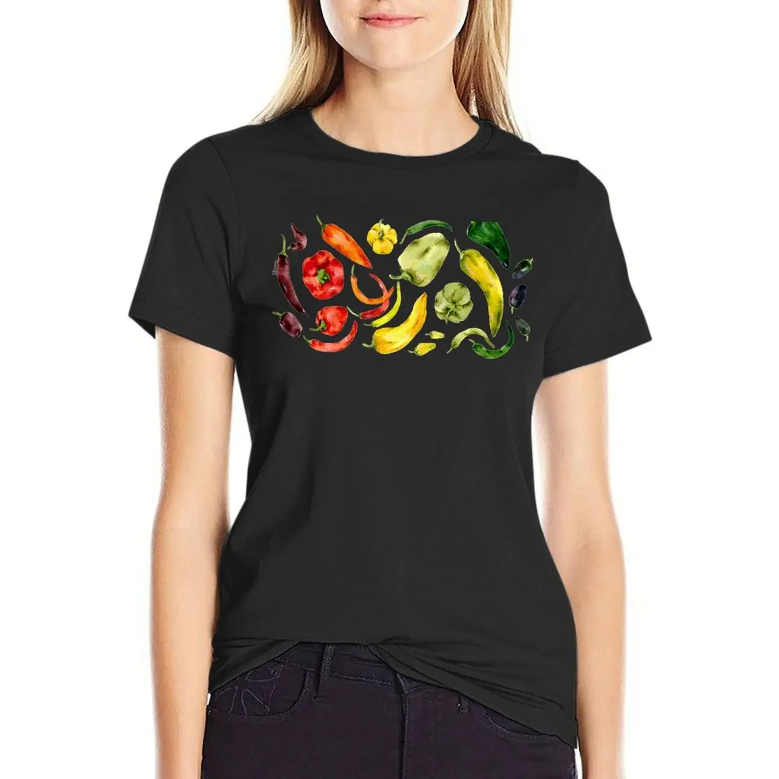 

Pepper varieties T-Shirt anime animal print shirt for girls blacks T-shirt Women