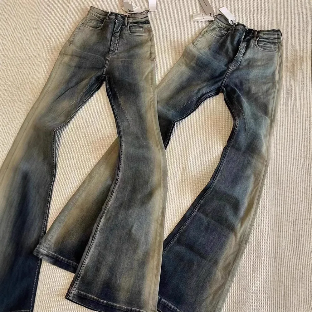 هاي ستريت جان السراويل RO نمط الرجال غسلها التدرج عالية تمتد طول الأرض عادية مايكرو متوهج ضيق التخسيس الدينيم بانت #6