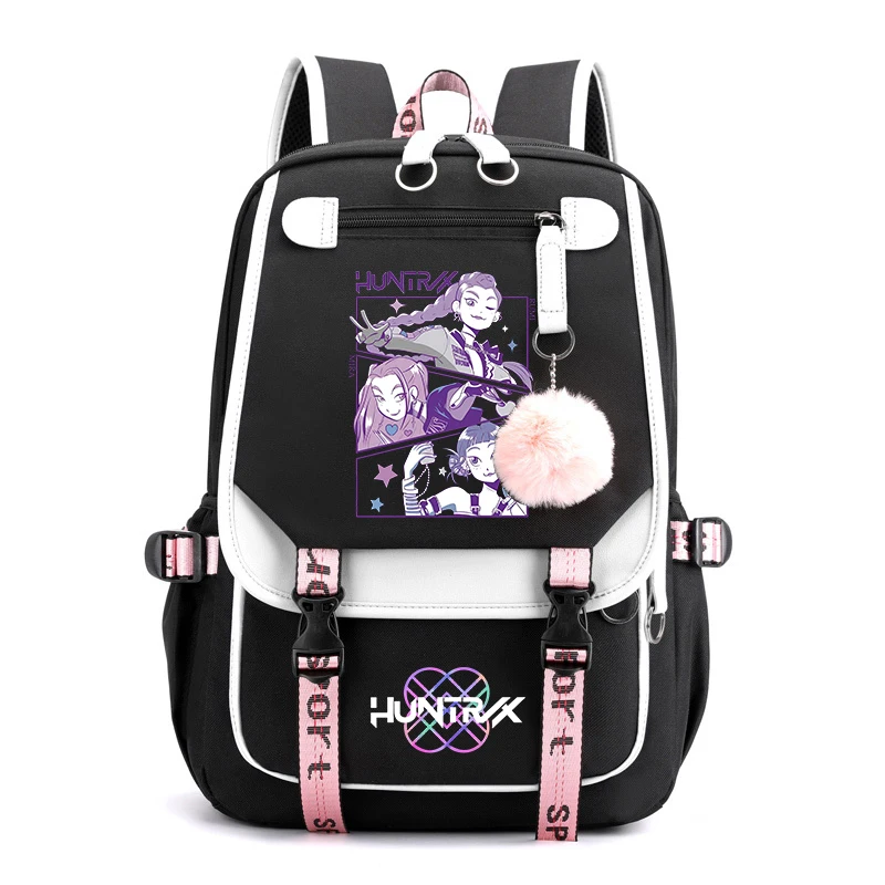 

New KPop Demon Hunters Printing Backpack Student Female Cotton Canvas Backpack Kawaii Women Men Vintage School Bag Luxury Bags