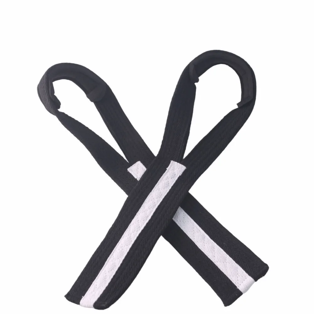 2pcs Polyester-Cotton Blend Weightlifting Wrist Strap Black Fine Edging Gym Lifting Strap Neoprene Tidy Stitching